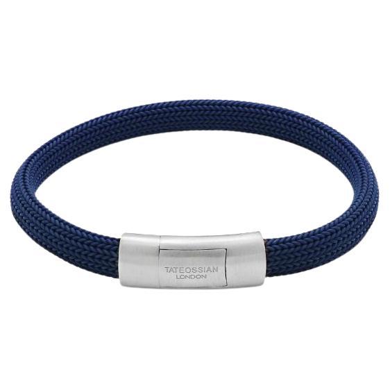 Give and Receive Double Twist Silver and Rubber Bracelet with Navy