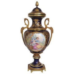 Cobre Blue and Gold Vase by Sèvres Made and Decorated by Hand in 20th Century