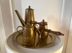 Cobre Y Laton Mexican Brass Coffee Service with Tray, Sugar, Creamer, Taxco