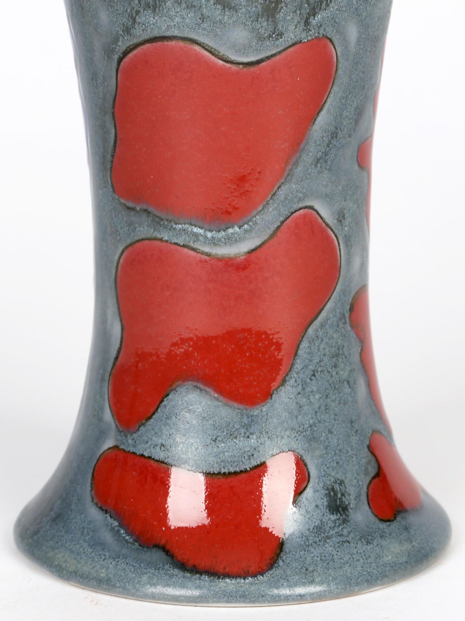 Glazed Cobridge English Stoneware Abstract Design Art Pottery Vase For Sale