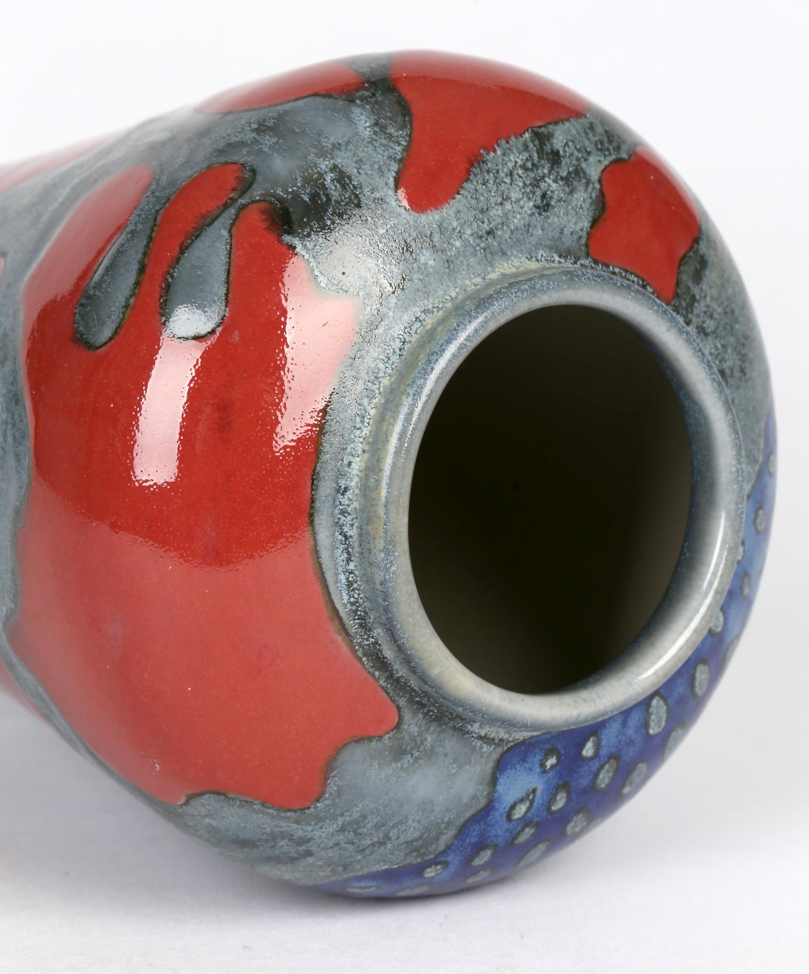 20th Century Cobridge English Stoneware Abstract Design Art Pottery Vase For Sale