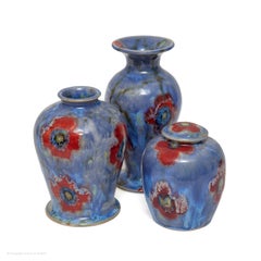 Cobridge, poppy and ice pattern hand painted vase minature set 3 anita harris