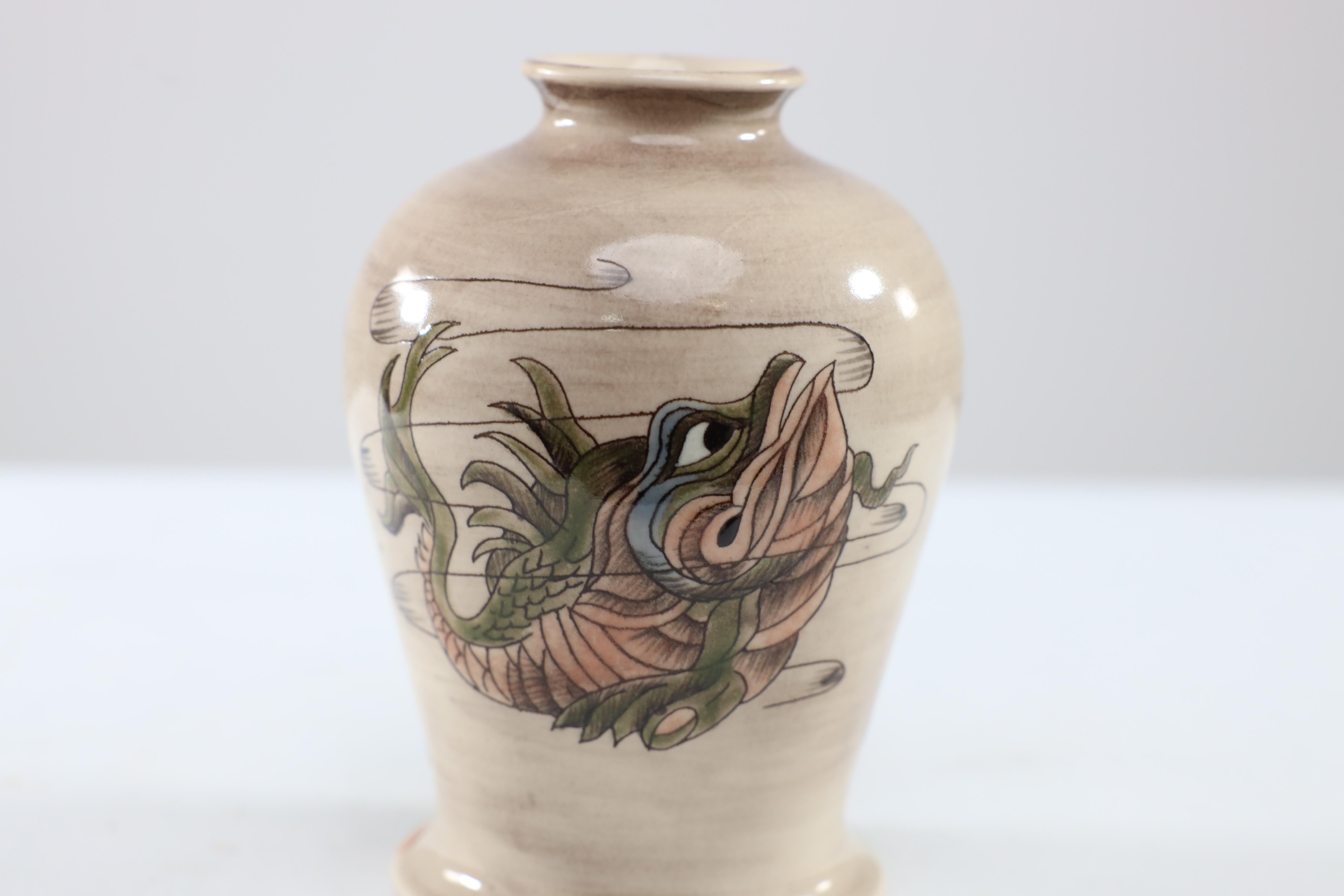 Late 19th Century Cobridge Stoneware. signed by Eric Knowles. Small fish vase For Sale