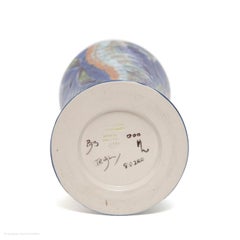 Cobridge Stoneware Vase Sea Horses Blue Green Ochre Contemporary