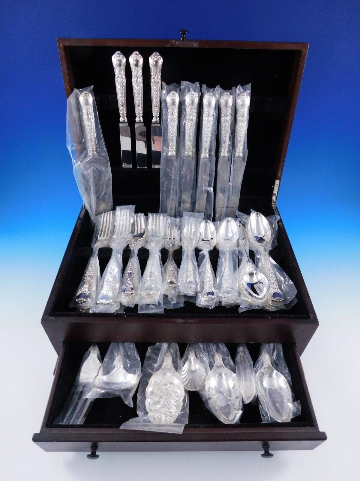 Dinner Size Coburg by Roberts & Belk Sheffield England Silverplated Flatware set, 56 pieces. This set includes:

8 Large Dinner Size Knives, 10