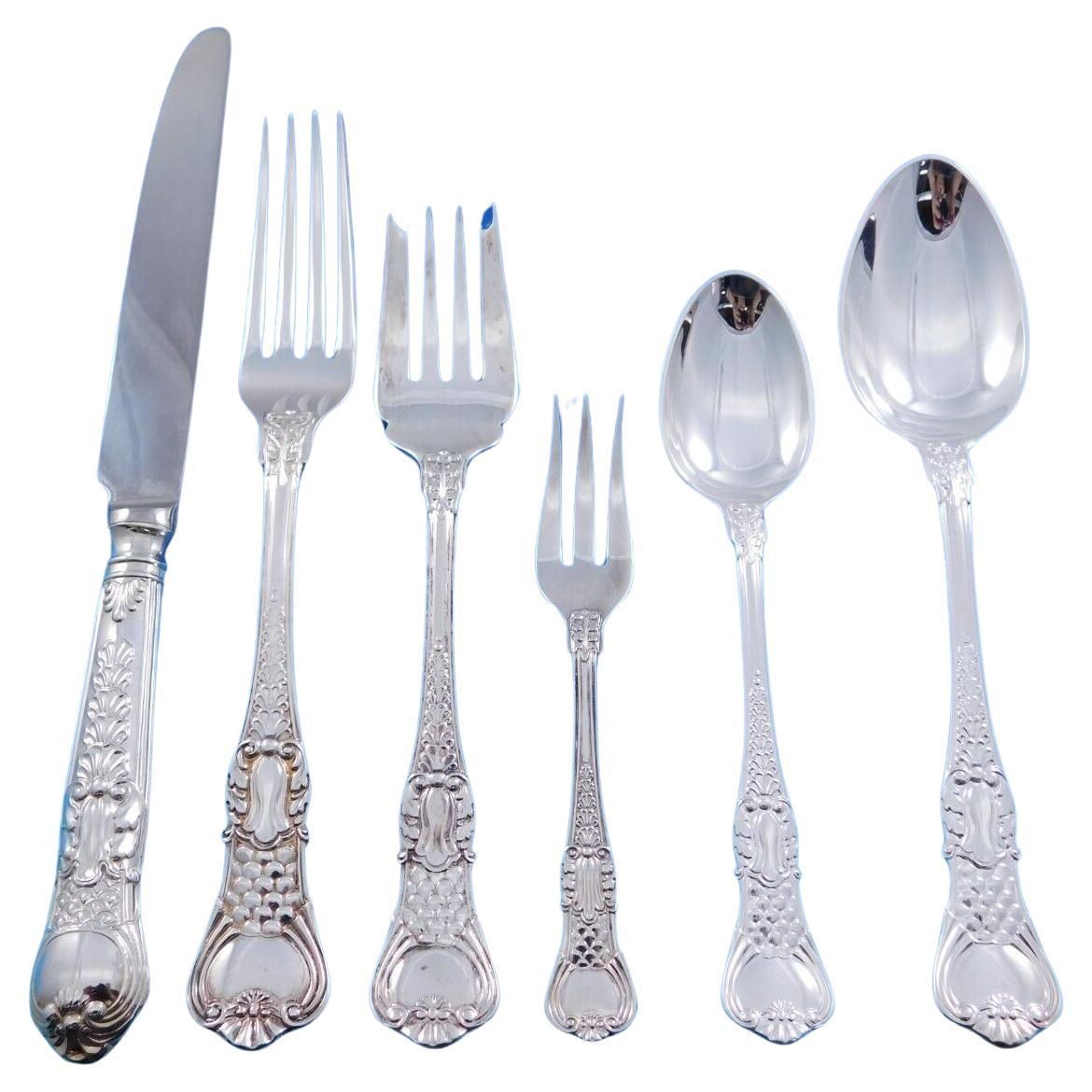 Coburg by Roberts & Belk English Silverplated Flatware Set Service 56 pc Dinner For Sale