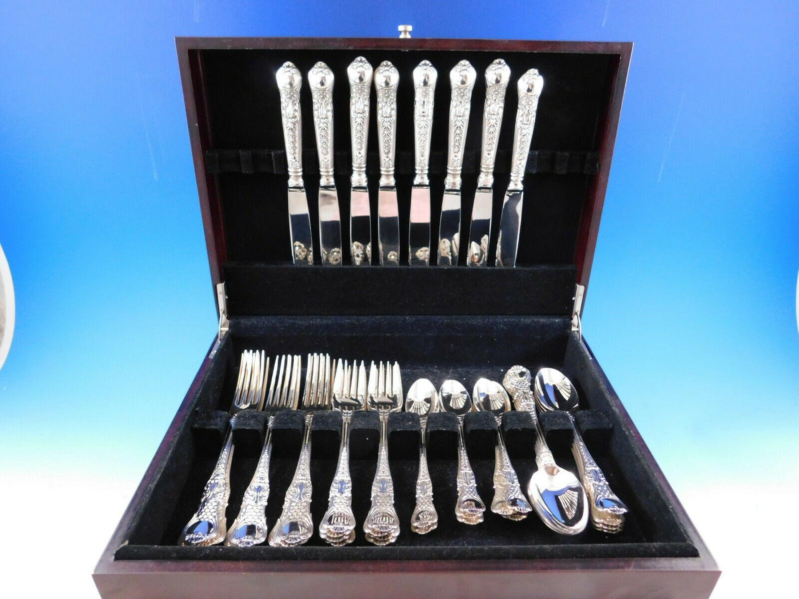 Dinner Size Coburg by Wallace sterling silver Flatware set, 40 pieces. This set includes:

8 Dinner Size Knives, 9 3/4