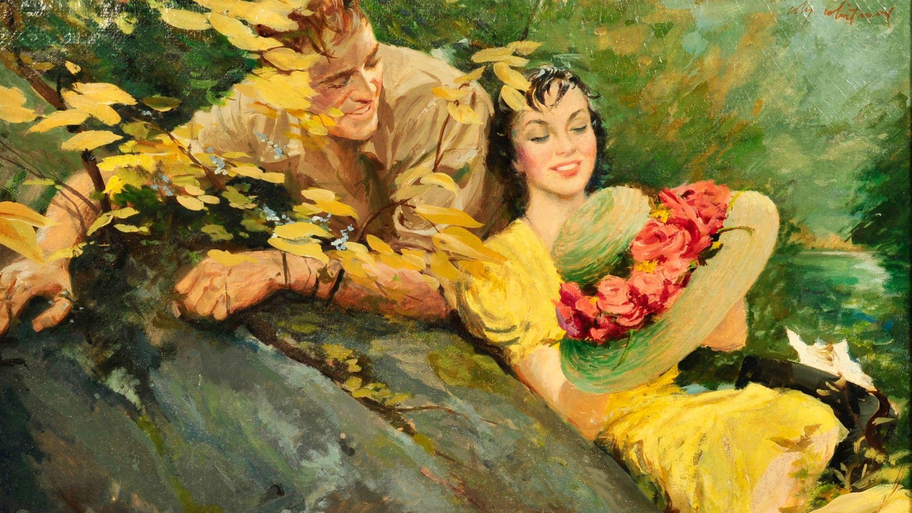 Coby Whitmore Figurative Painting - "Lovely Outing, " Story Illustration, Ladies Home Journal, 1950