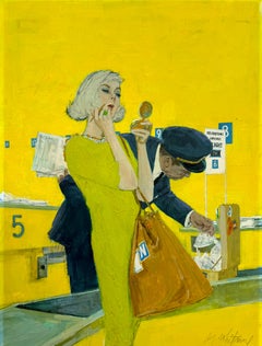 Mid Century Blond Beauty Make Up the Airport Customs