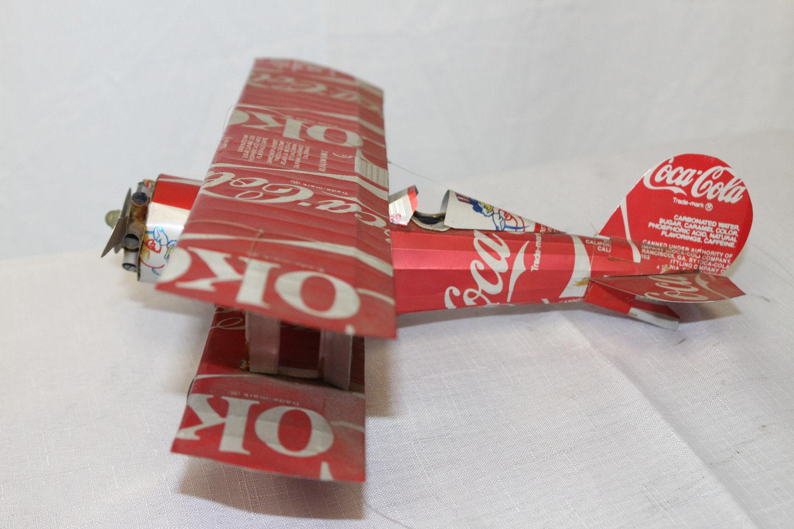 Coca-Cola Airplane Handmade Tin Biplane In Fair Condition In Orange, CA