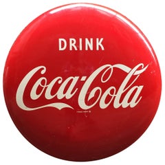 Vintage Coca Cola Enamel Button Sign