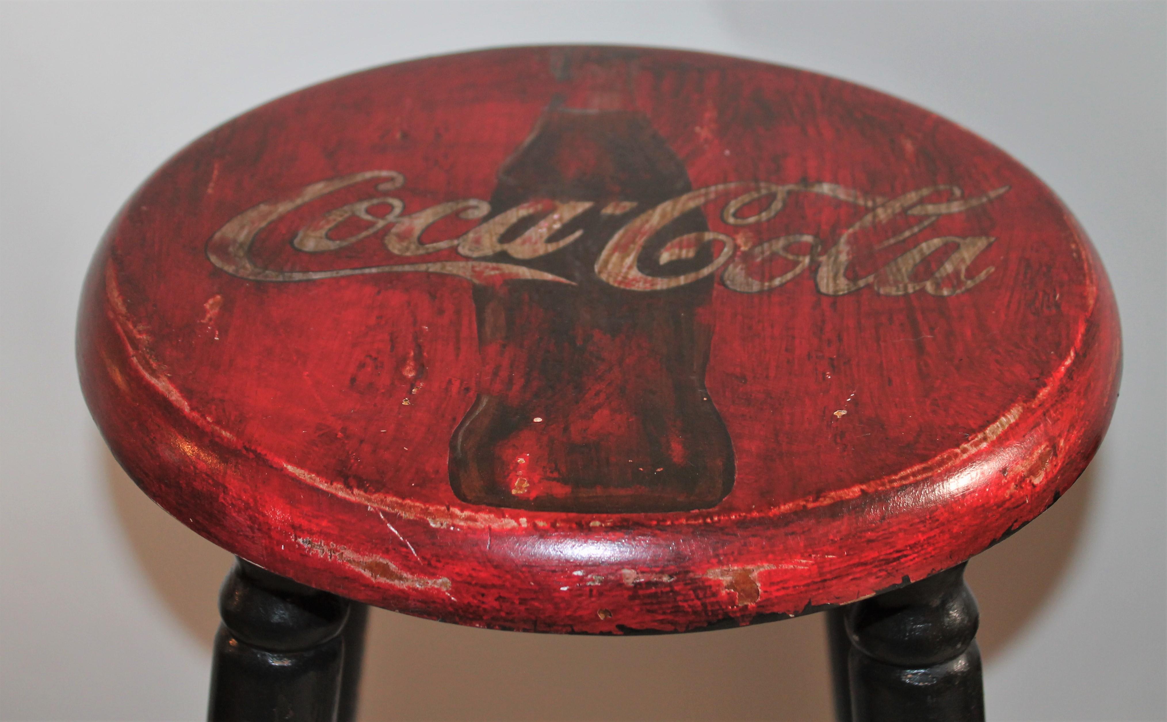 This folky hand painted Coke bar stool is a handcrafted not manufactured stool.