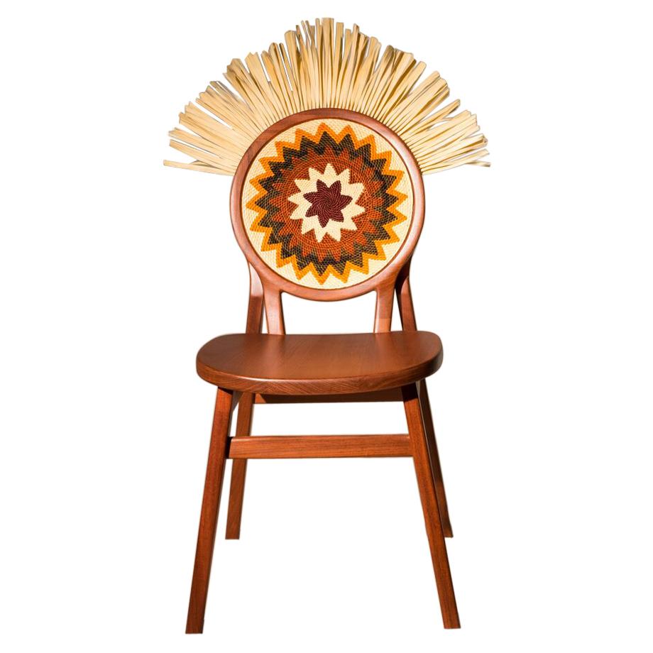 Cocar Chair, with headdress in Cabreúva wood - With artisans from Brazil
