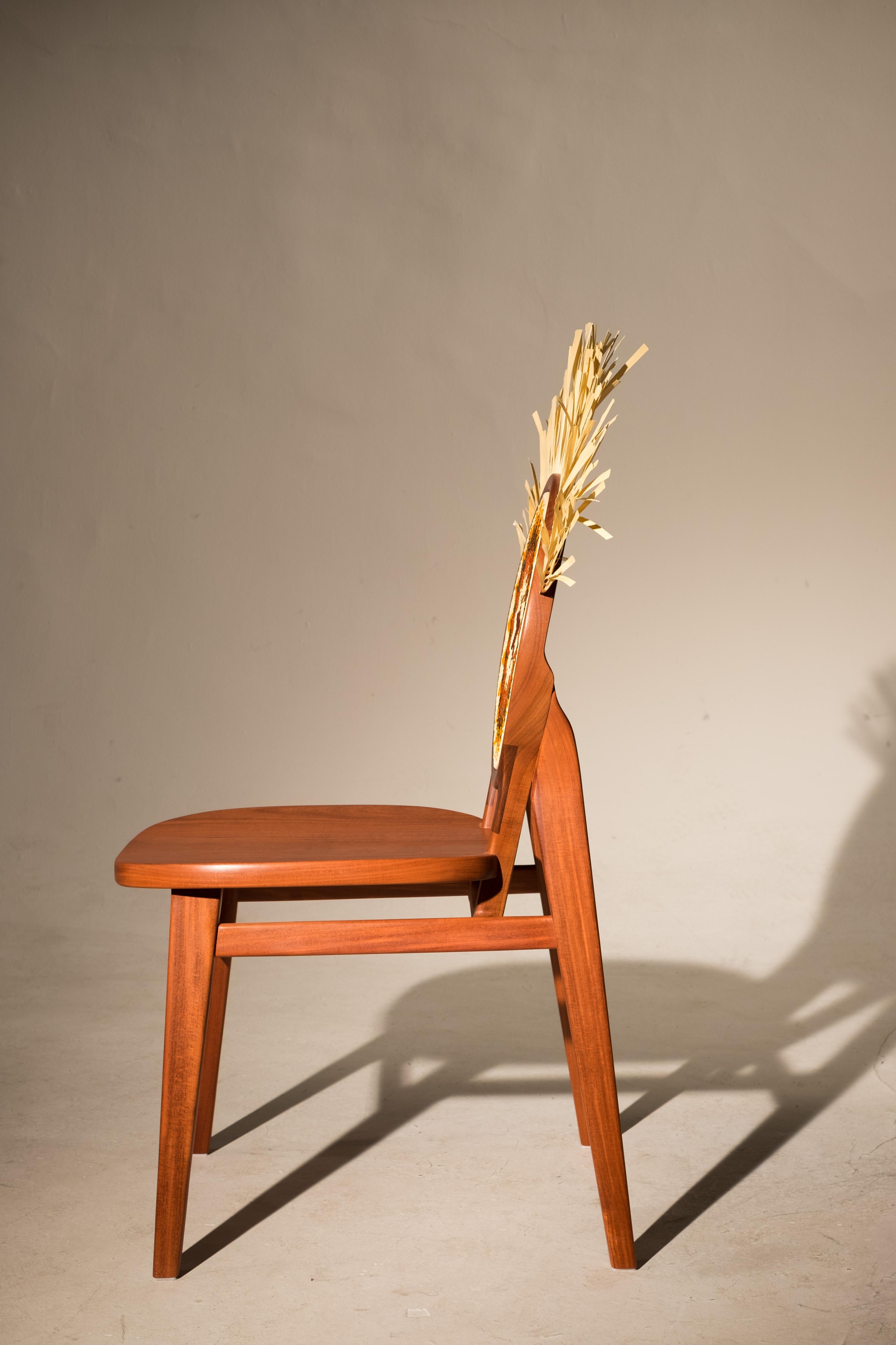 Other Cocar Chair: handmade in Brazill with braided tucumã straw and Cabreúva wood For Sale