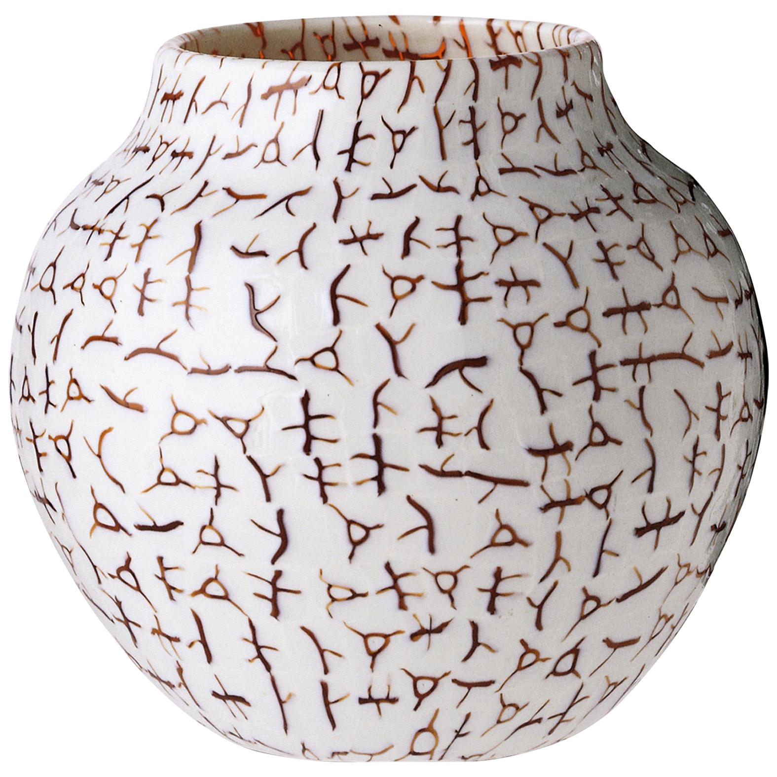 Vase aus Coccio-Glas in Tee und Elfenbein von Venini im Angebot