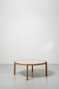 Cocentric Lounge Table - solid wood frame in natural oak travertine stone plate