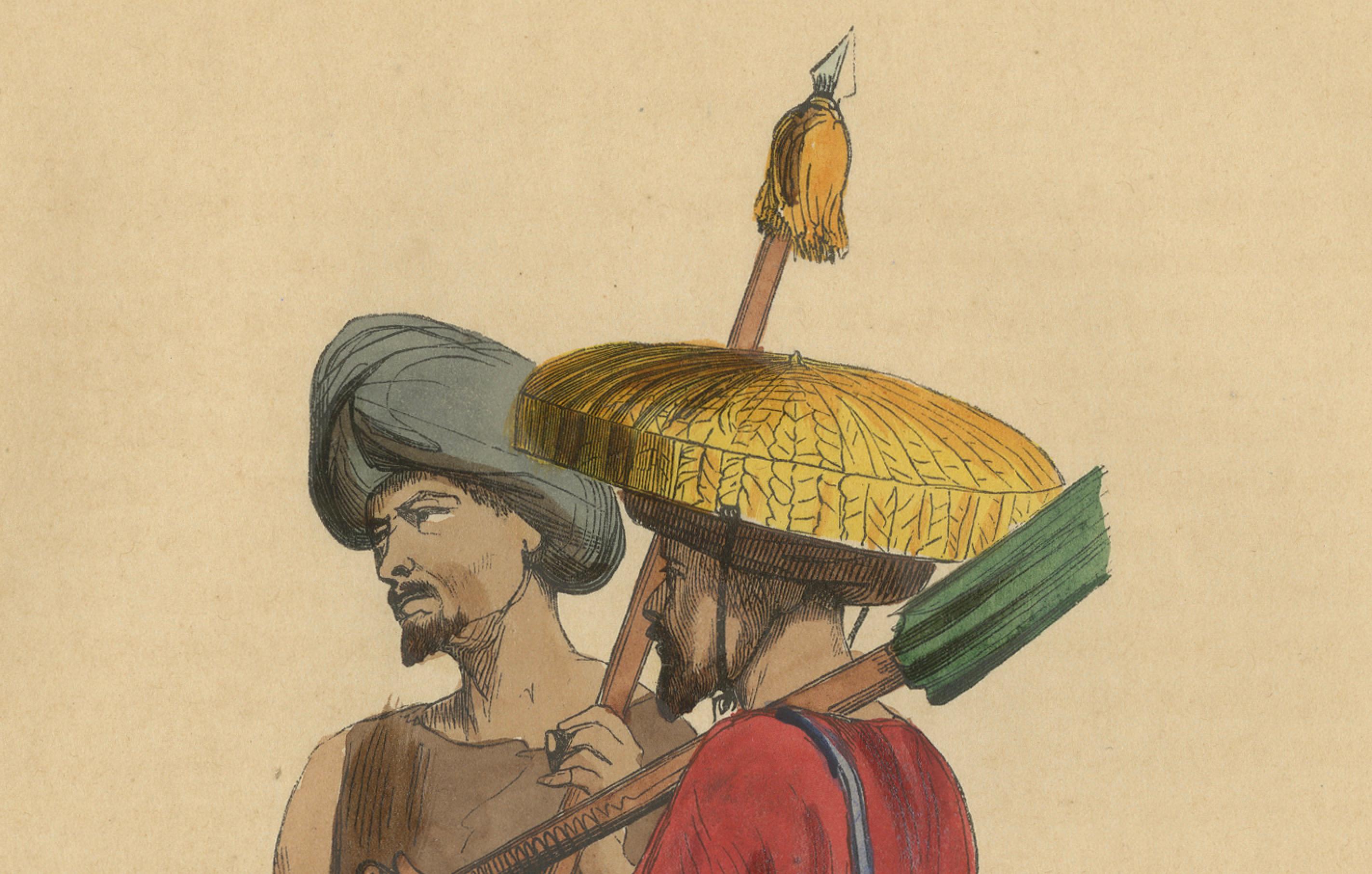 Cultural Kontrast von Cochinchina: Ureinwohner und Soldat im 19. Jahrhundert Vietnam im Zustand „Gut“ im Angebot in Langweer, NL