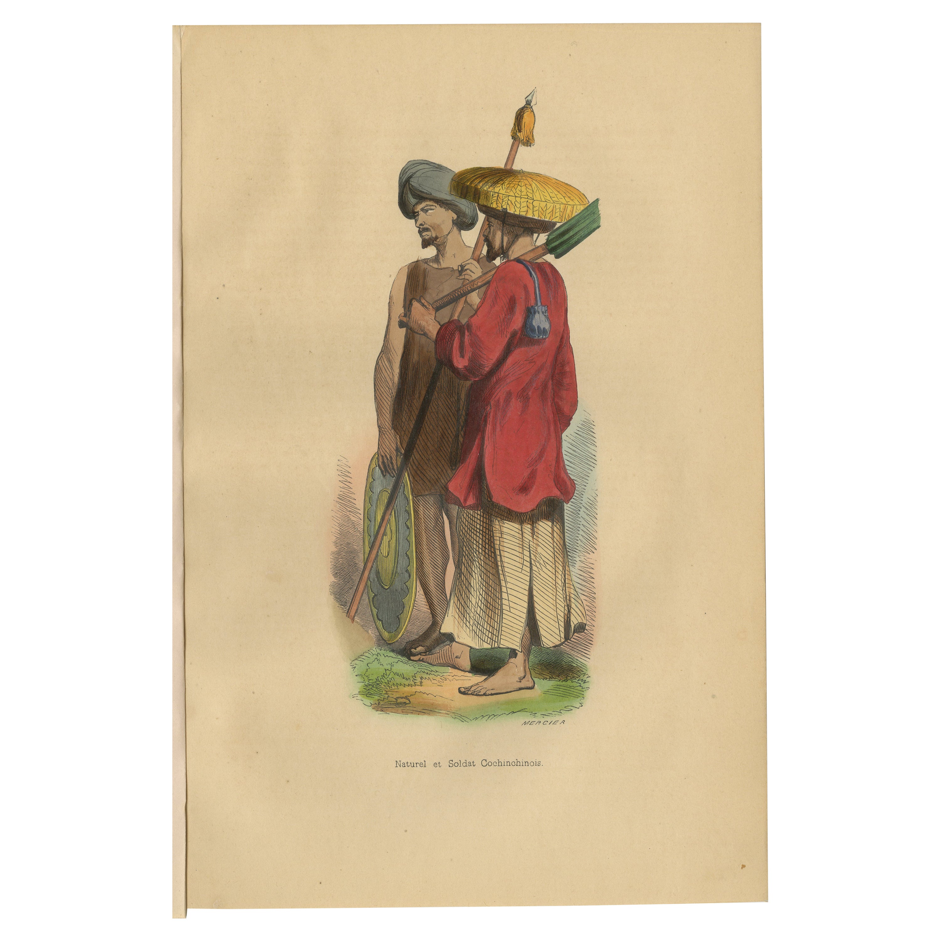 Contraste culturel de Cochinchina : Amérindien et soldat du 19e siècle au Vietnam