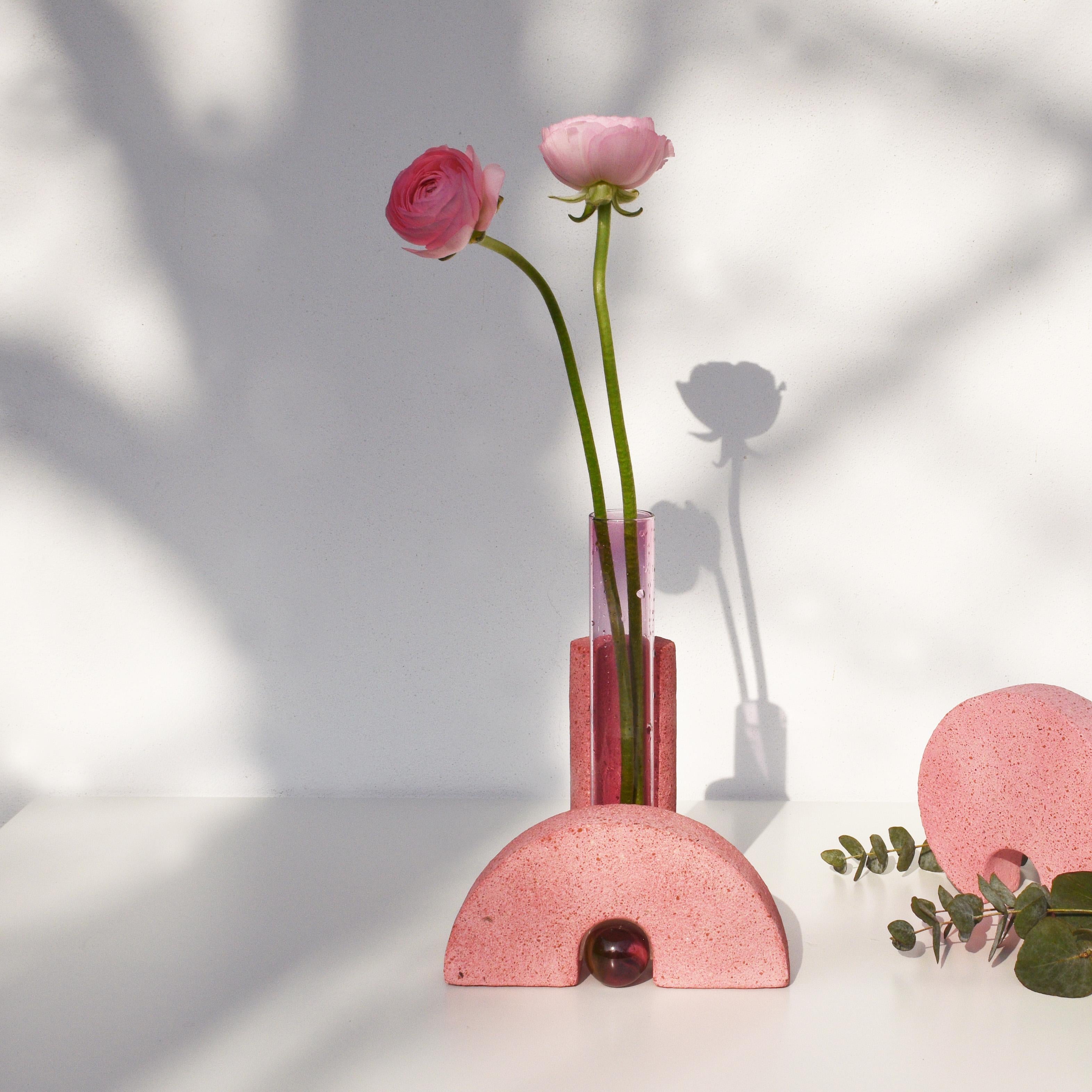 Organic Modern Cochlea della Metamorfosi 1 - pink stone vase For Sale