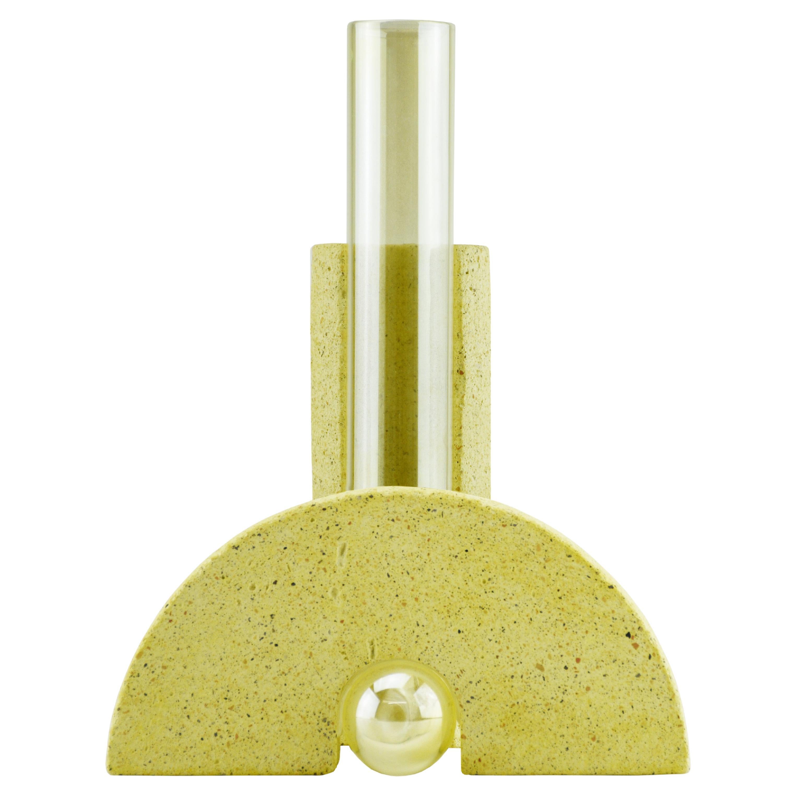 Responsibly Handcrafted Yellow Stone & Glass Vase by COKI