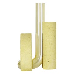 "Cochlea Della Metamorfosi #2" Handcrafted Stone and Yellow Glass Vase by COKI