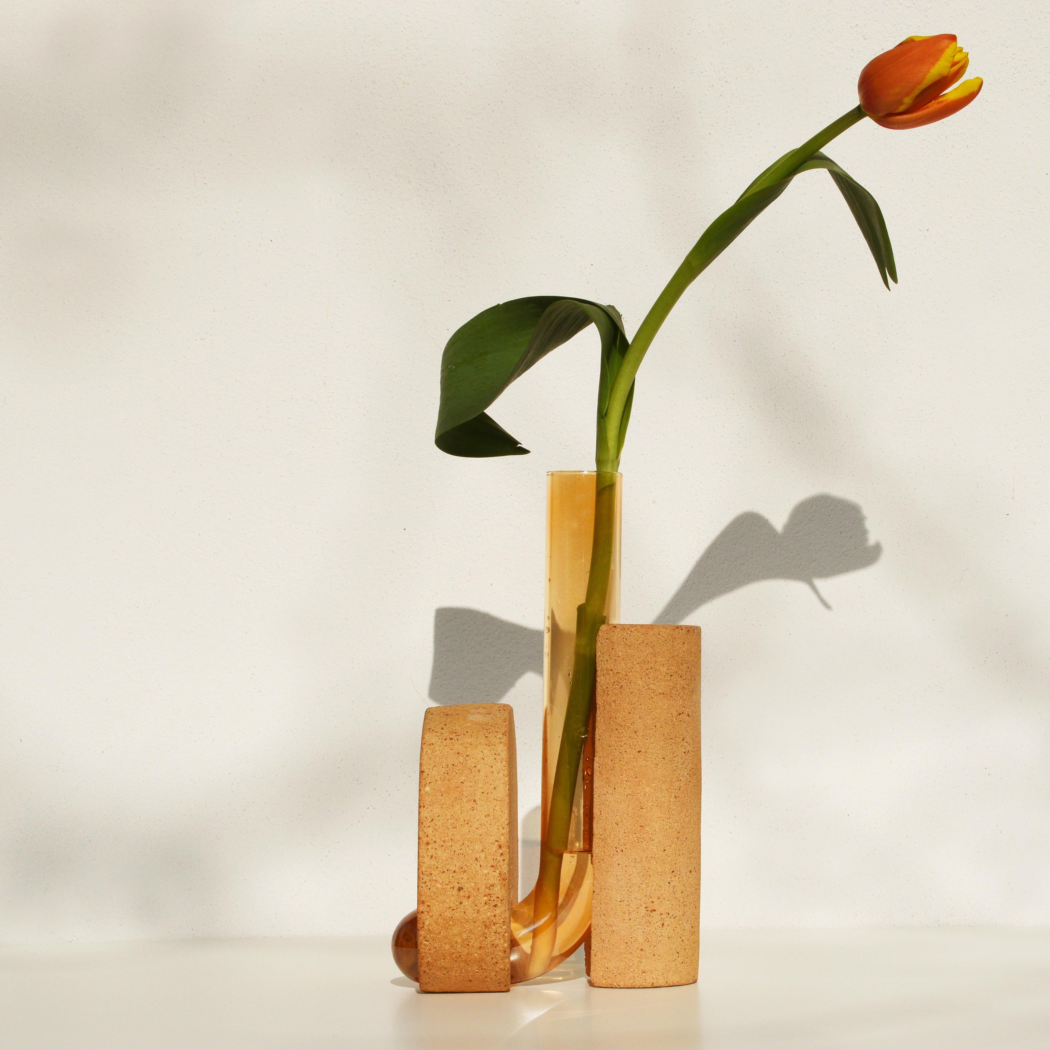 Italian Orange Contemporary Design Vase by COKI For Sale