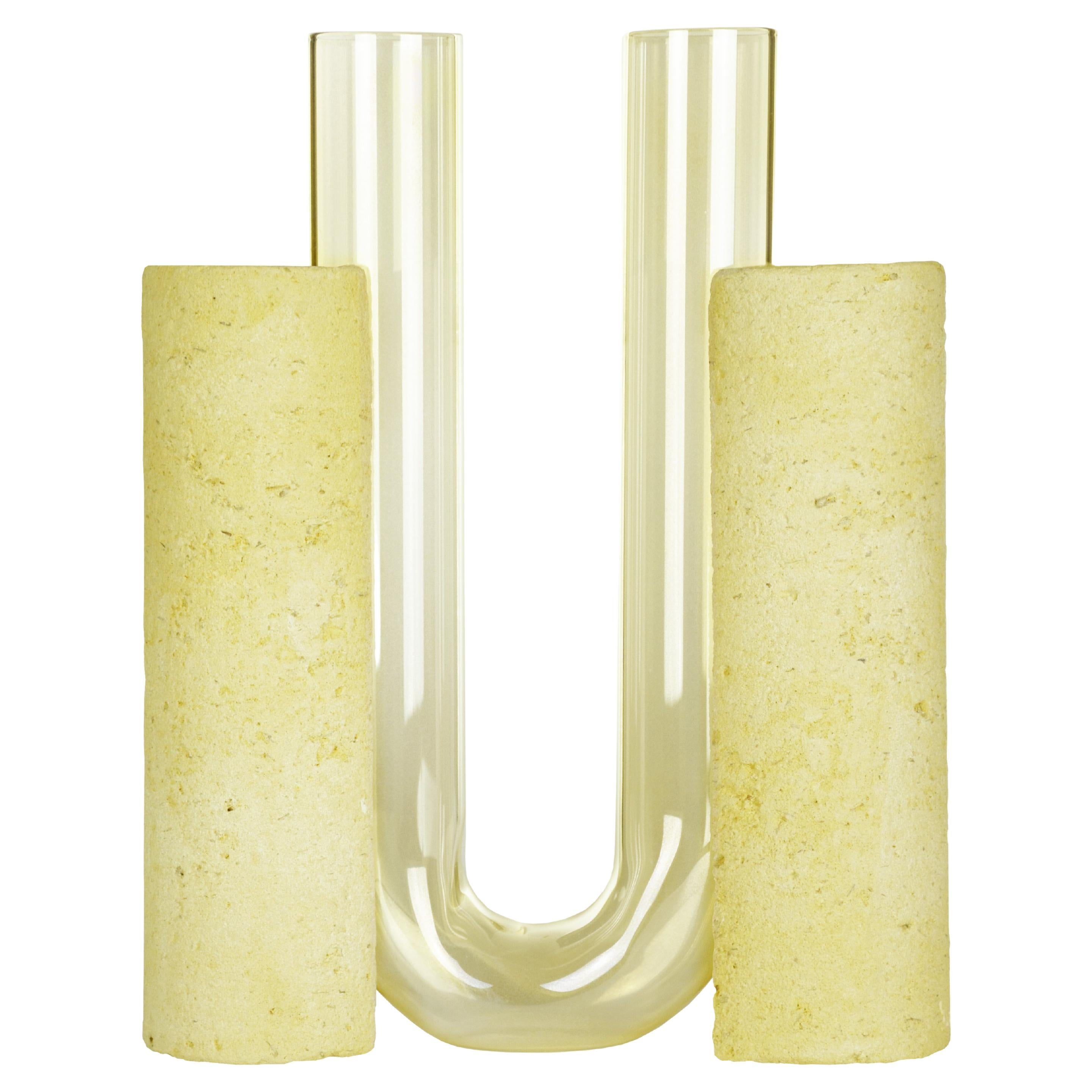 "Cochlea dello Sviluppo" Handcrafted Stone and Glass Vase by COKI For Sale