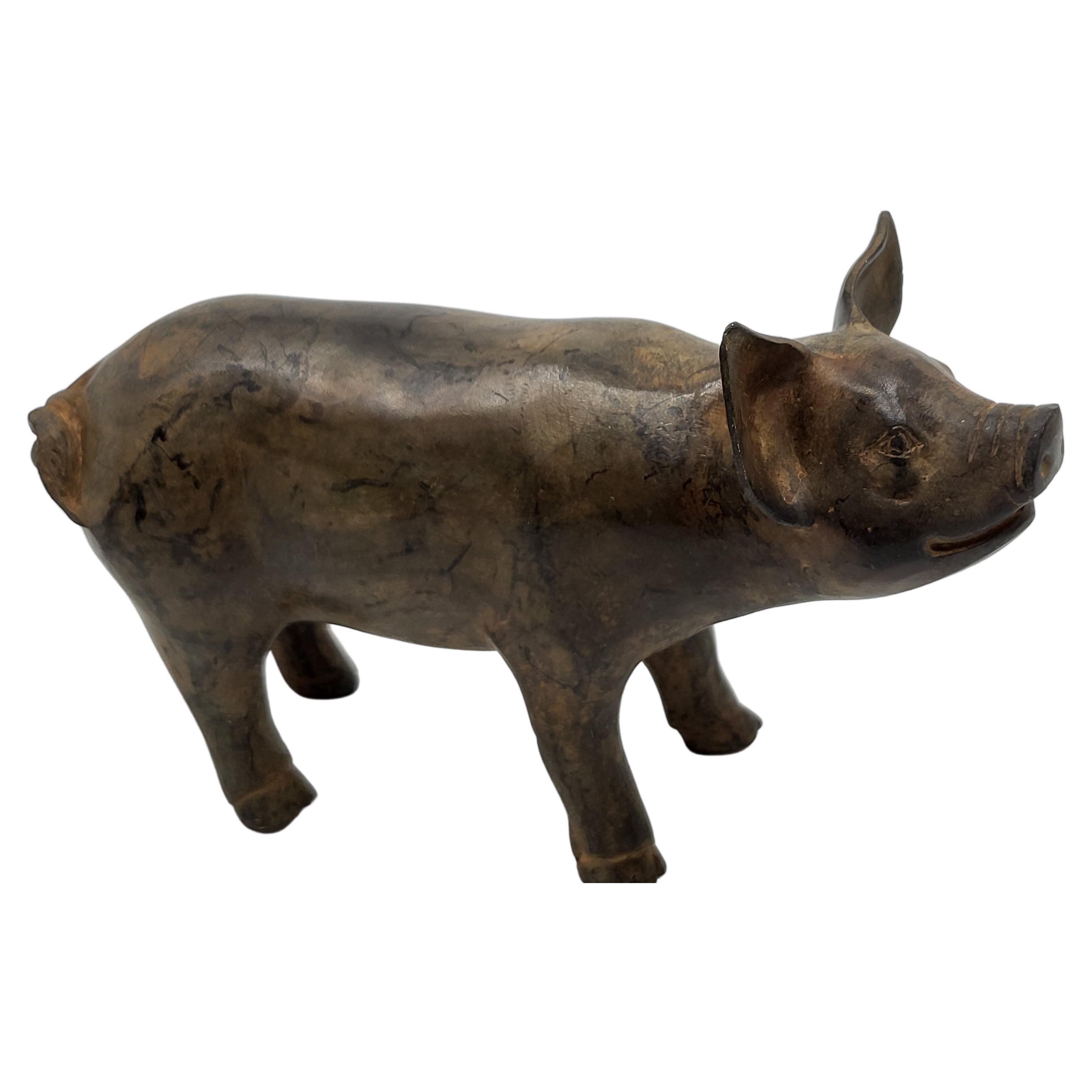 Cochon en Bronze à patine brune de Pierre Chenet France For Sale