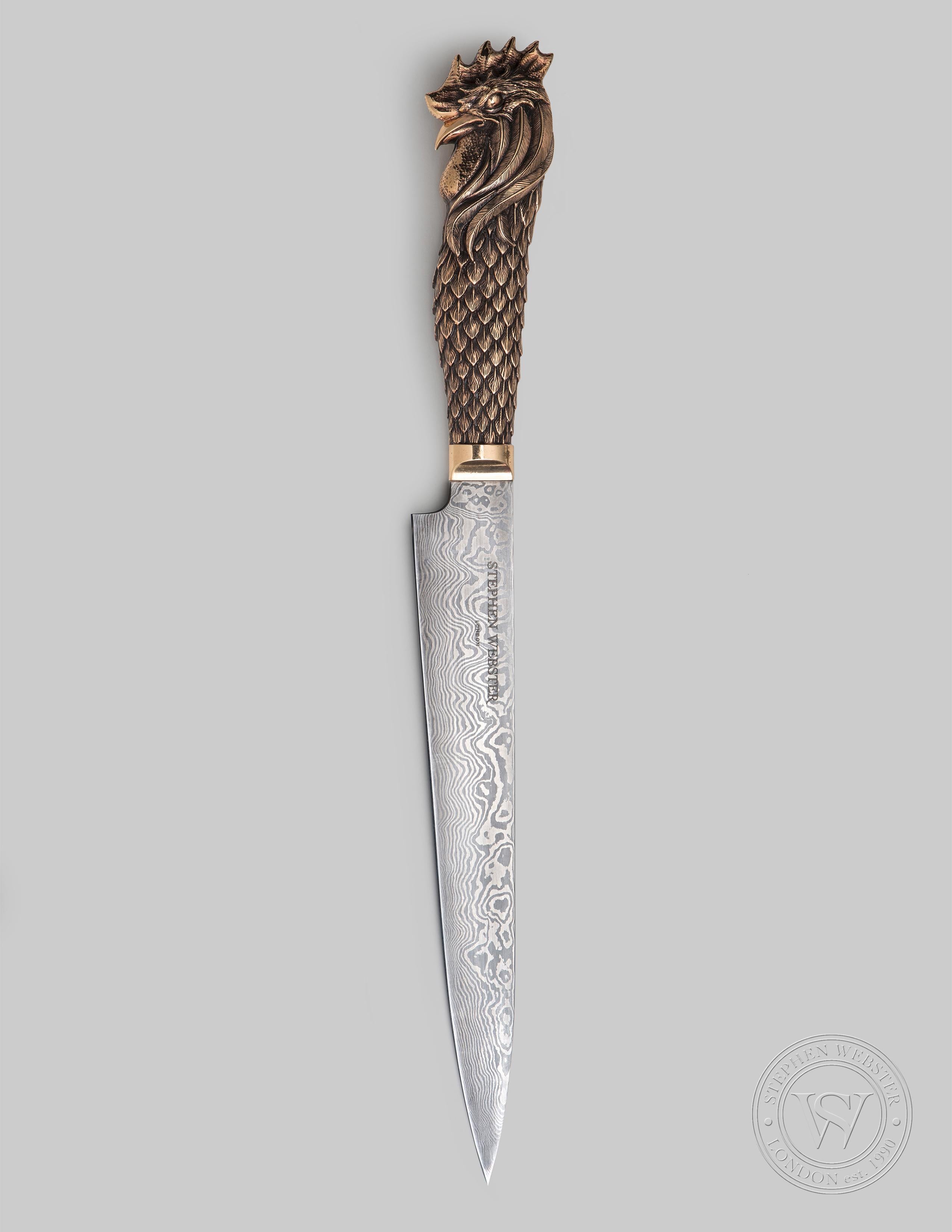 Stephen Webster Cock & Bull Carving Knives with Steel Blades and Bronze Handles In New Condition In London, GB