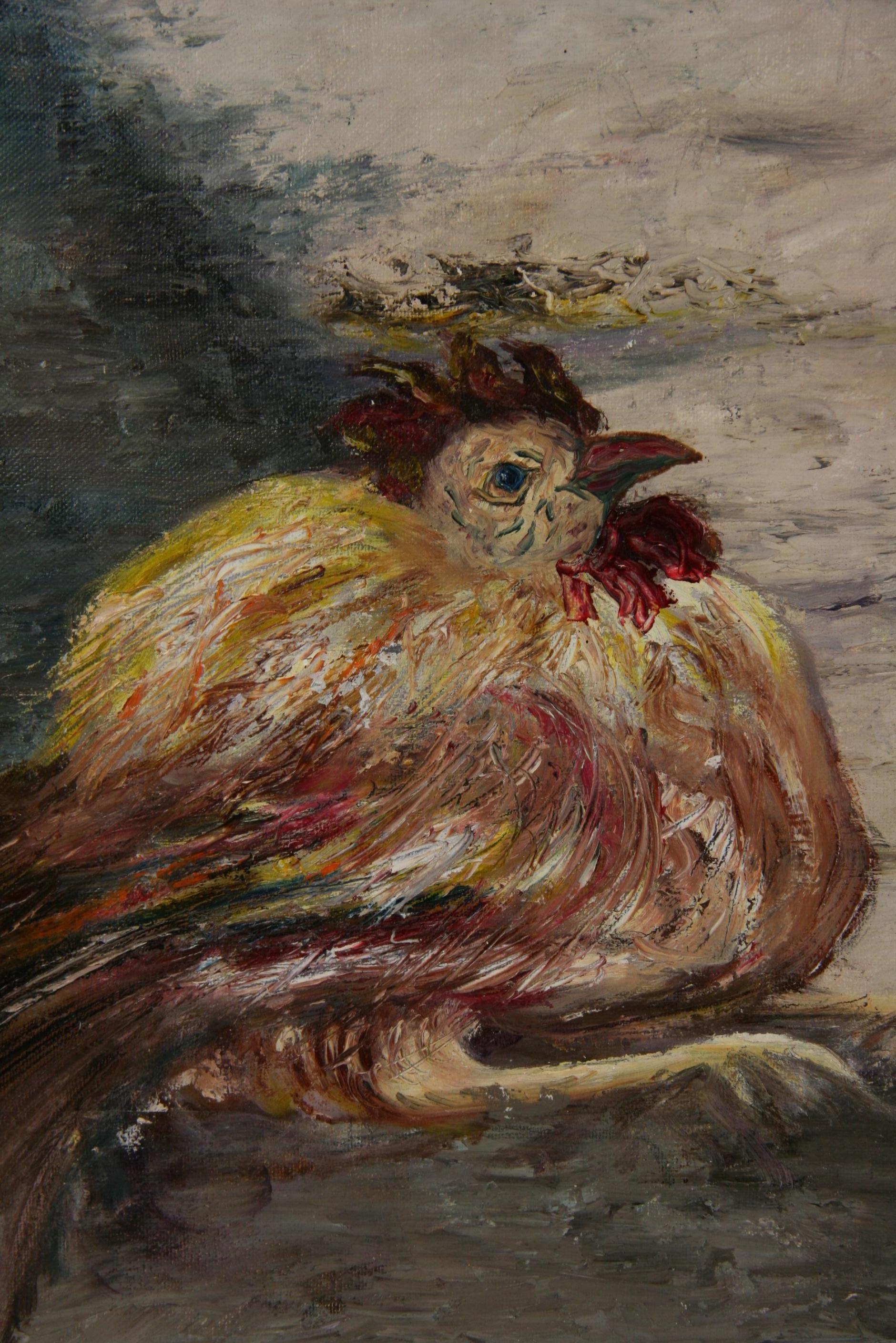3748 oil on canvas of a street cock fight,
Signed E.Walker.