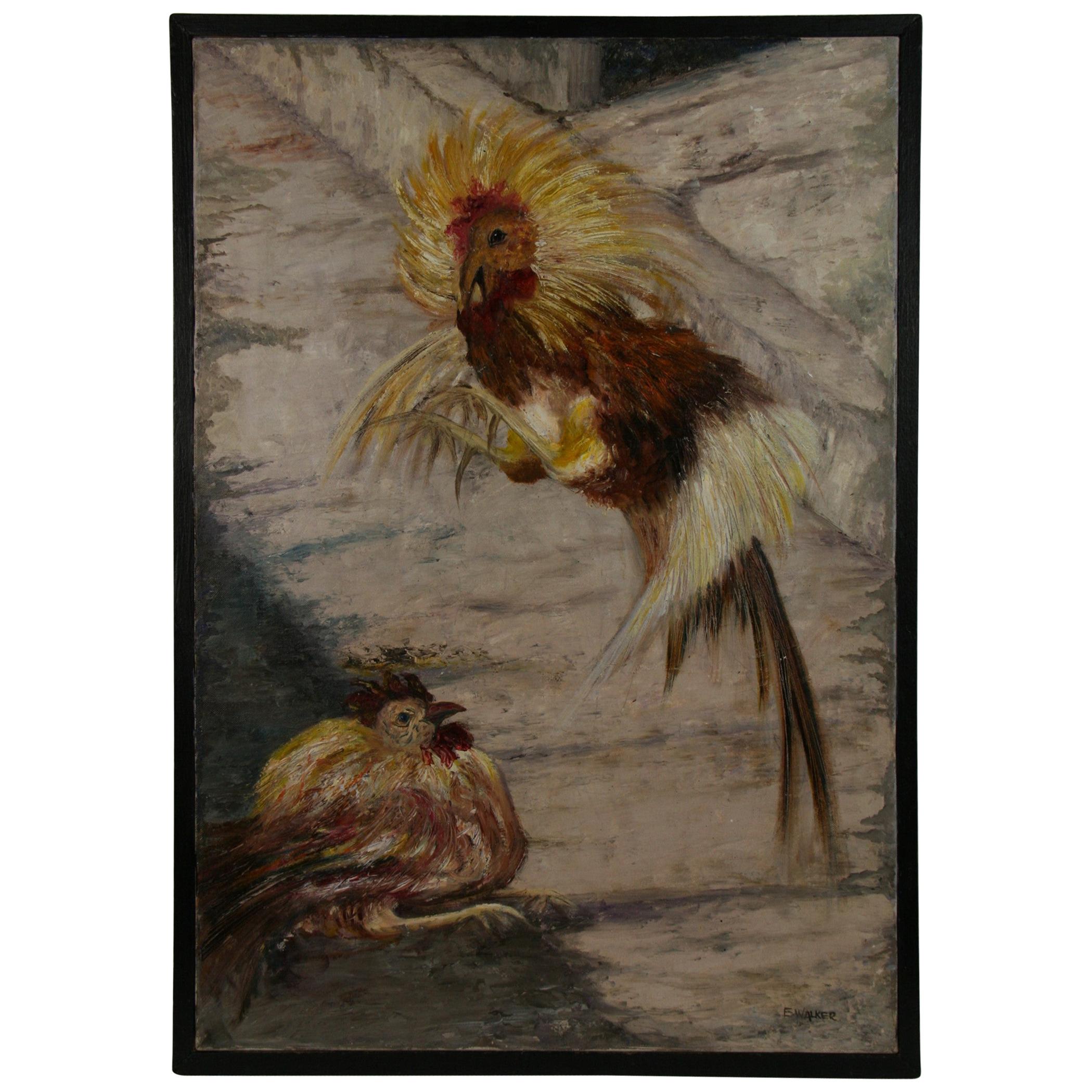 Cock Fight Animal Painting