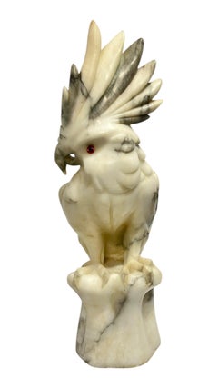 Cockatoo Parrot Alabaster Stone Sculpture