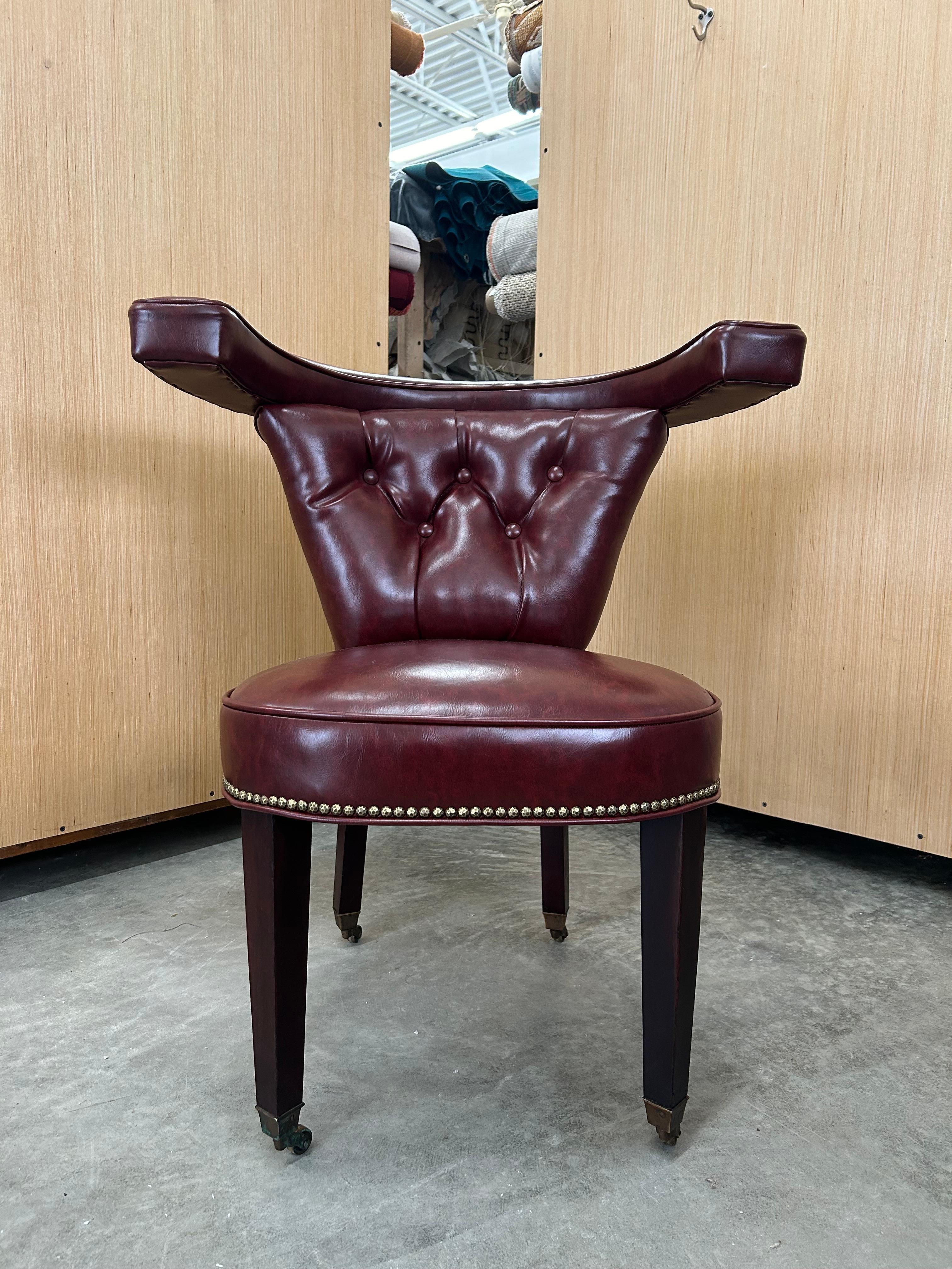 Georgian Cockfighting Chair Reupholstered in Vegan Leather