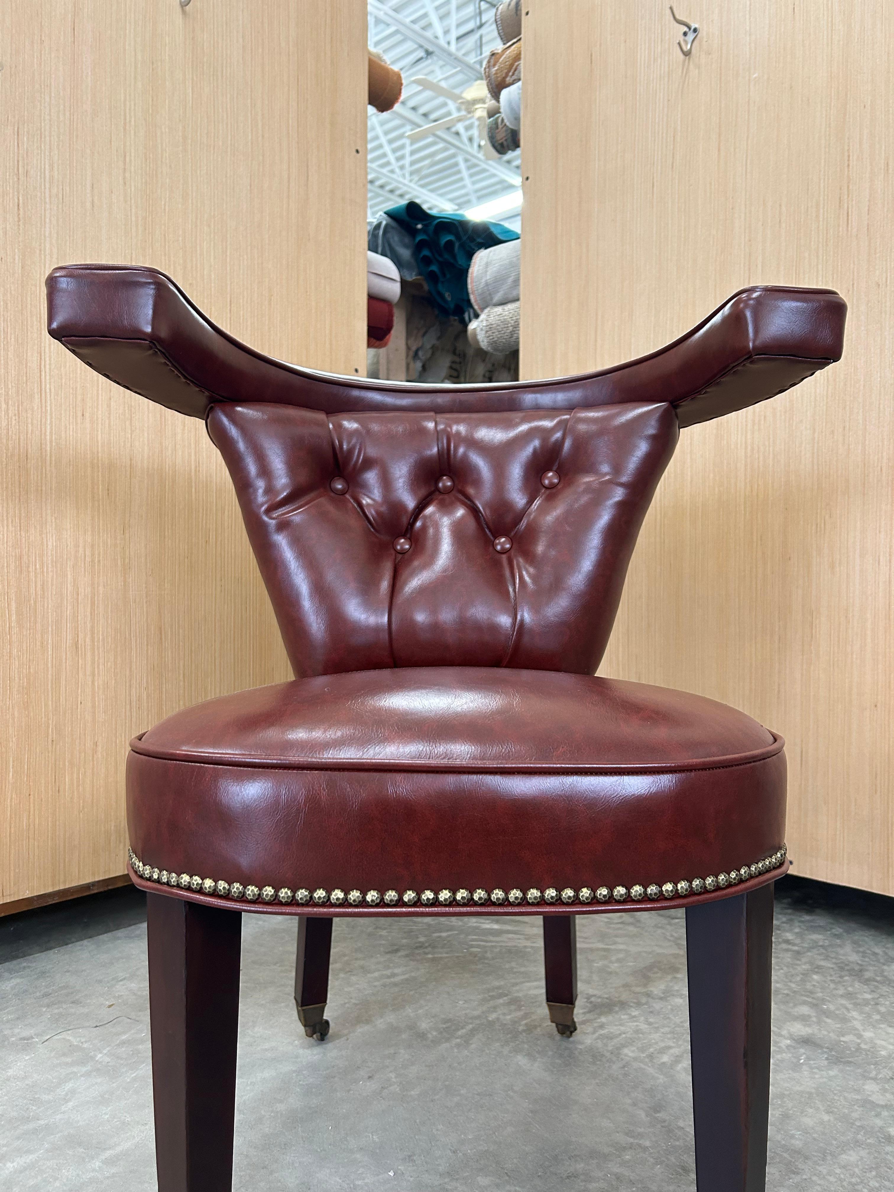 English Cockfighting Chair Reupholstered in Vegan Leather