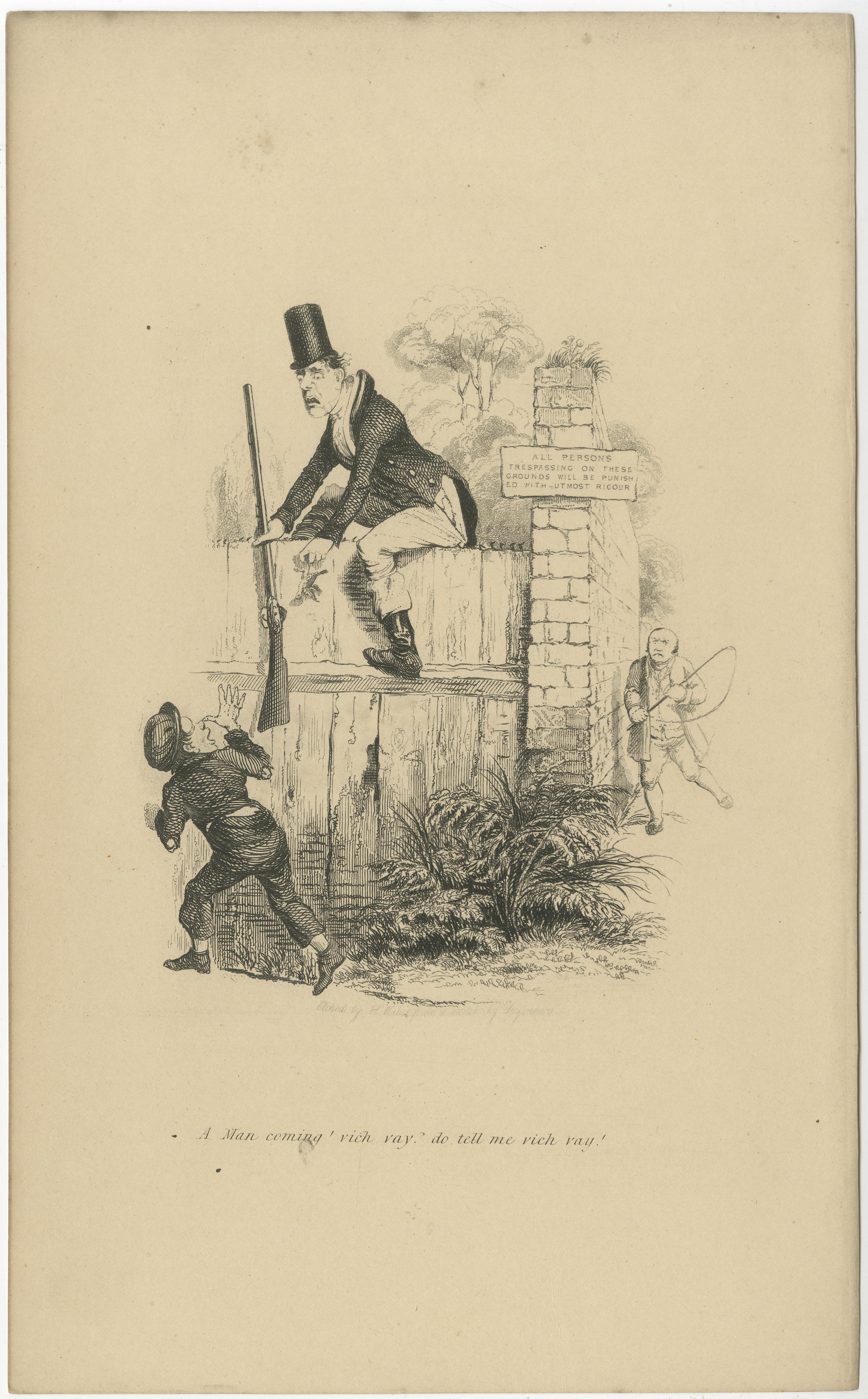 Cockney Sportsmen in Comic Distress, Seymour Etchings, circa 1836