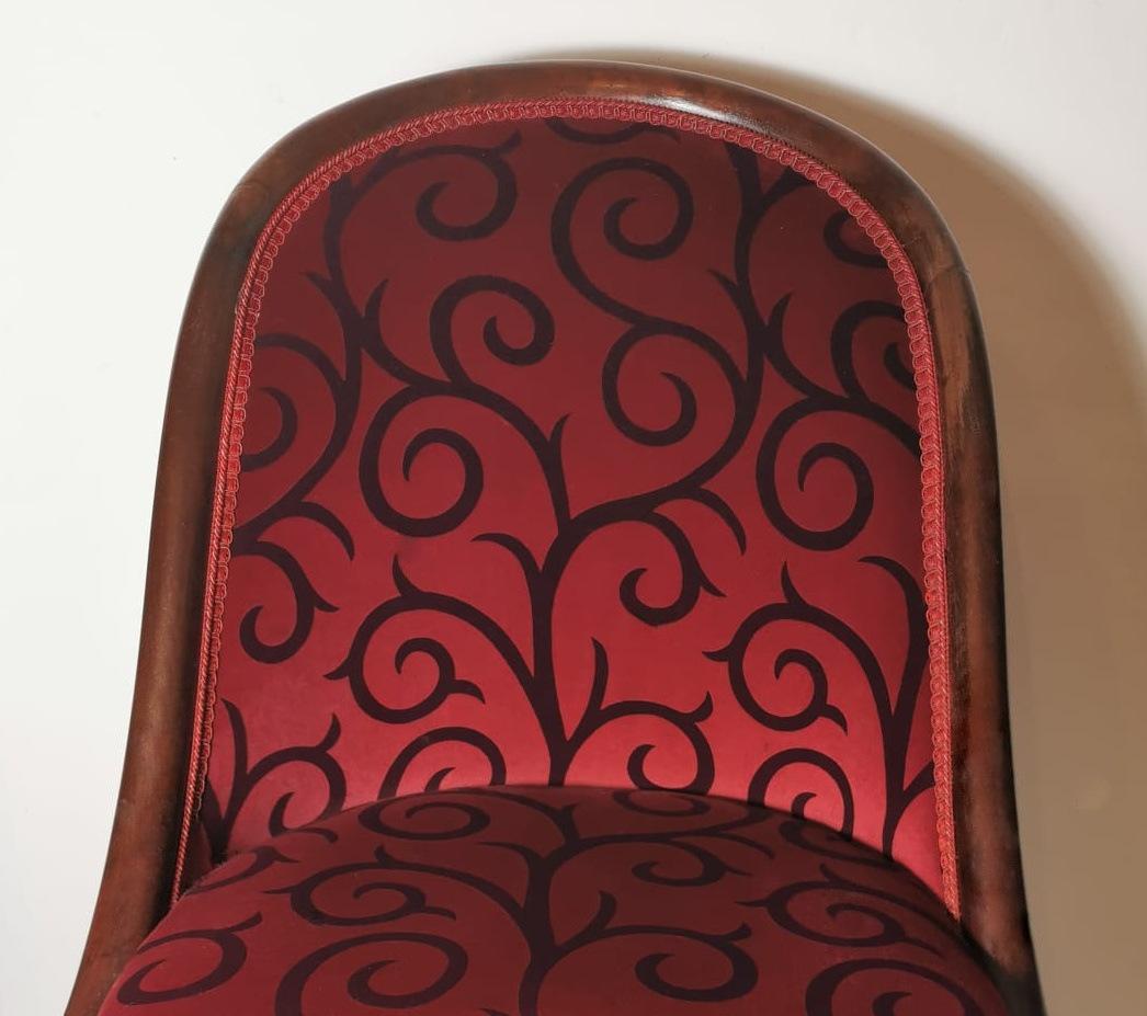 Cockpit Chair in Wood Upholstered Velvet Dedar France  For Sale 4
