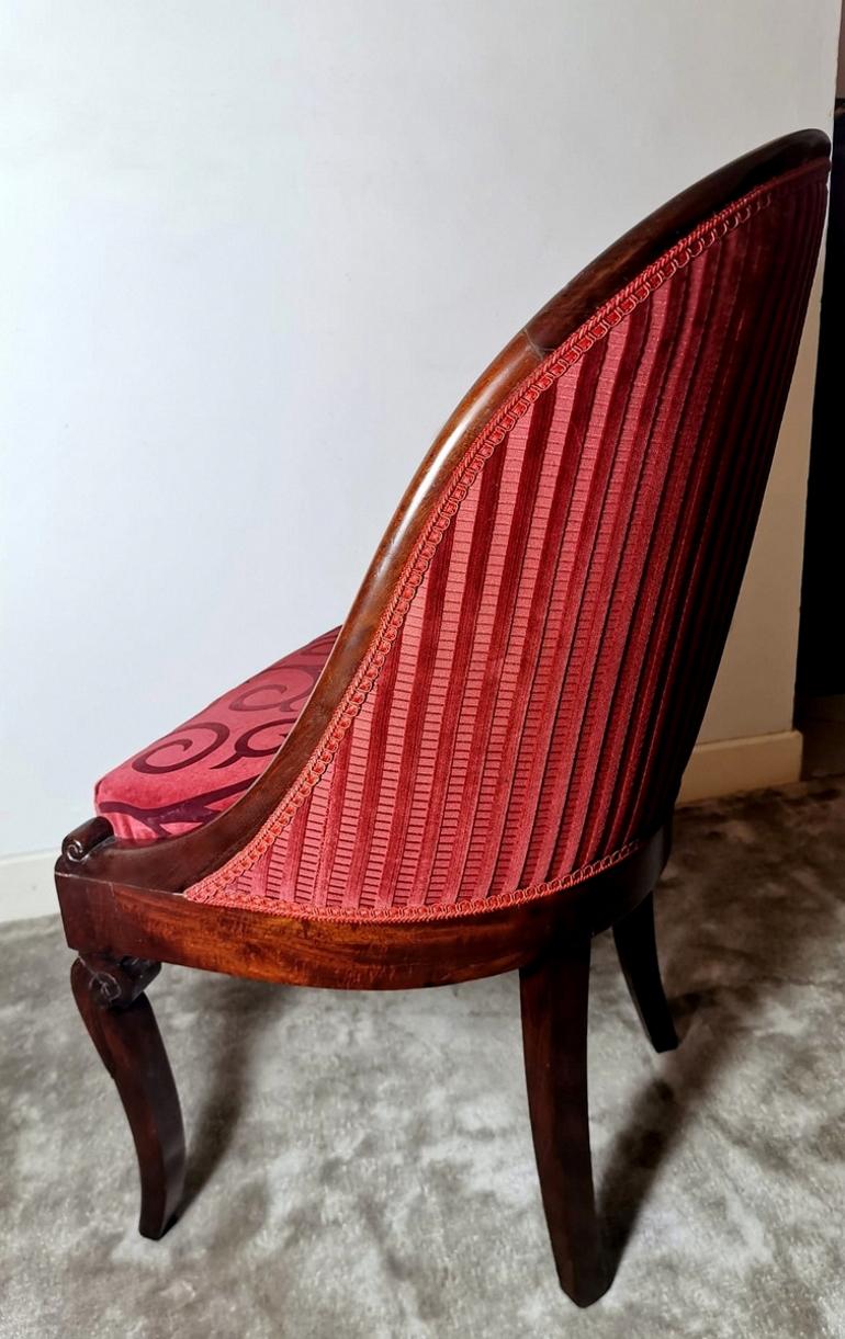Empire Cockpit Chair in Wood Upholstered Velvet Dedar France  For Sale
