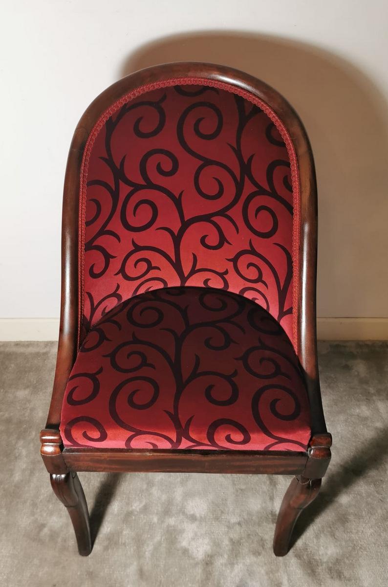 French Cockpit Chair in Wood Upholstered Velvet Dedar France  For Sale