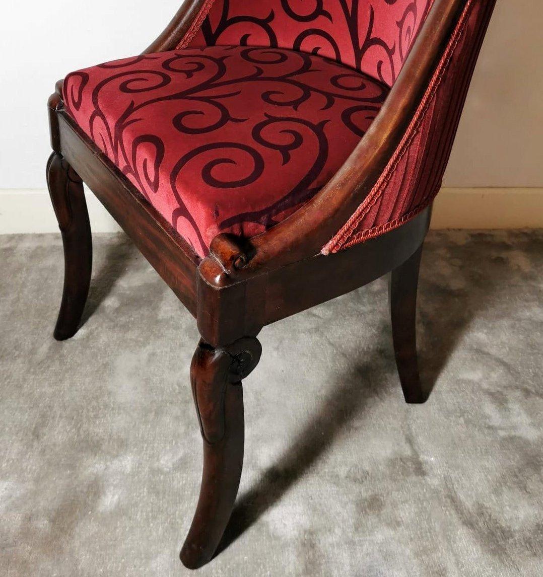 Hand-Crafted Cockpit Chair in Wood Upholstered Velvet Dedar France  For Sale