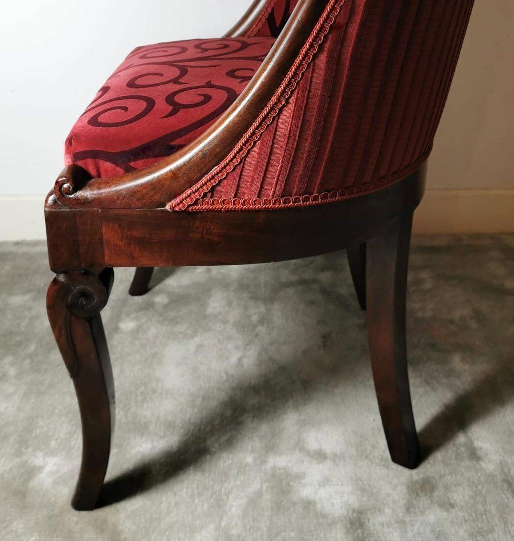 Cockpit Chair in Wood Upholstered Velvet Dedar France  In Good Condition For Sale In Prato, Tuscany