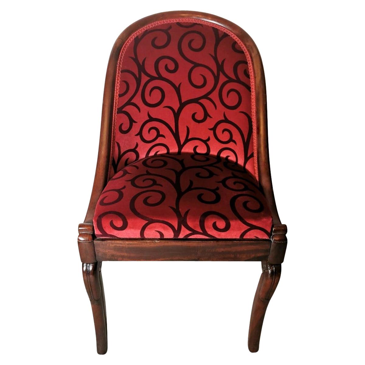 Cockpit Chair in Wood Upholstered Velvet Dedar France  For Sale