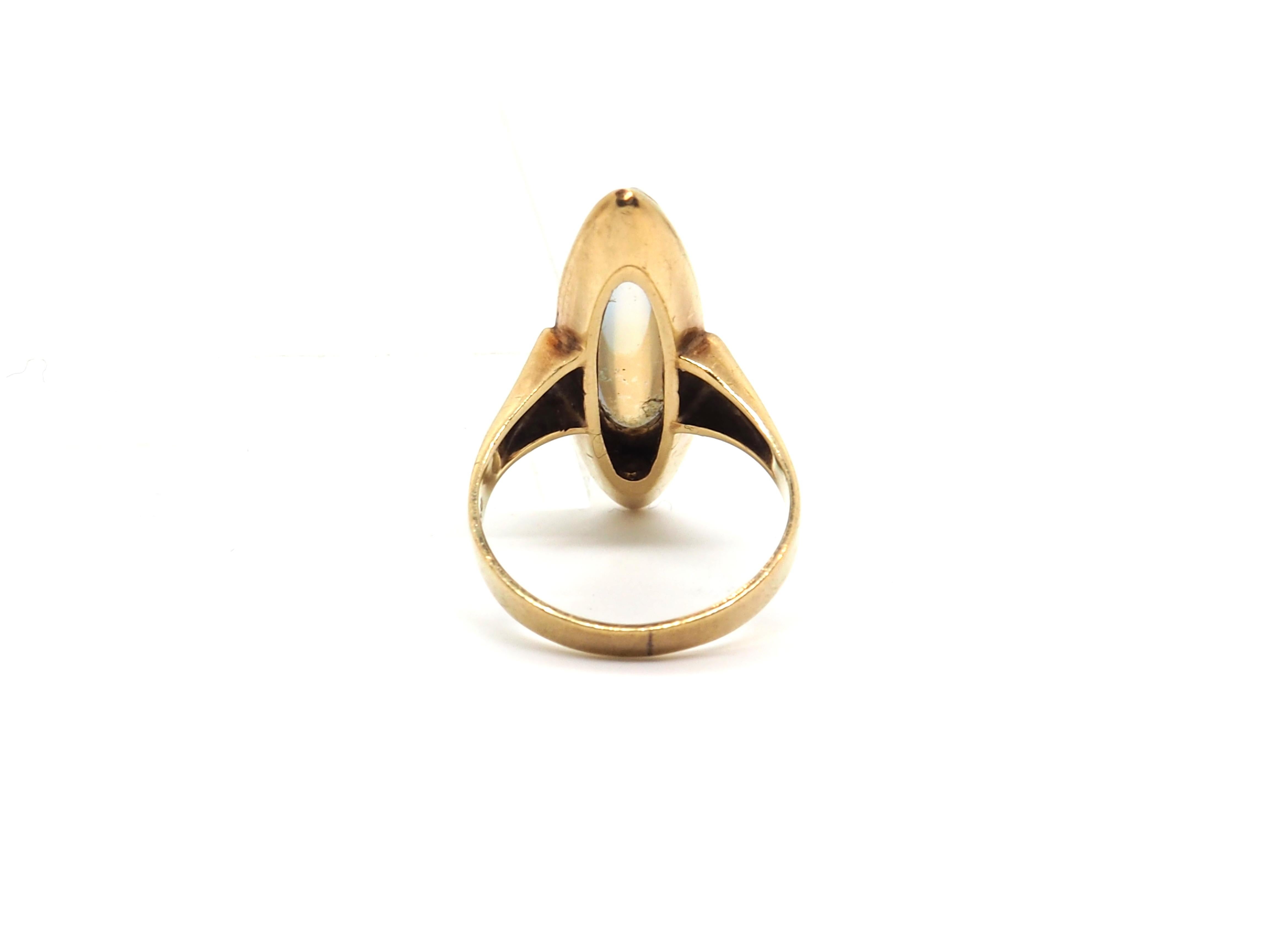 Cabochon Vintage Moonstone Ring 18 Karat Yellow Gold  For Sale