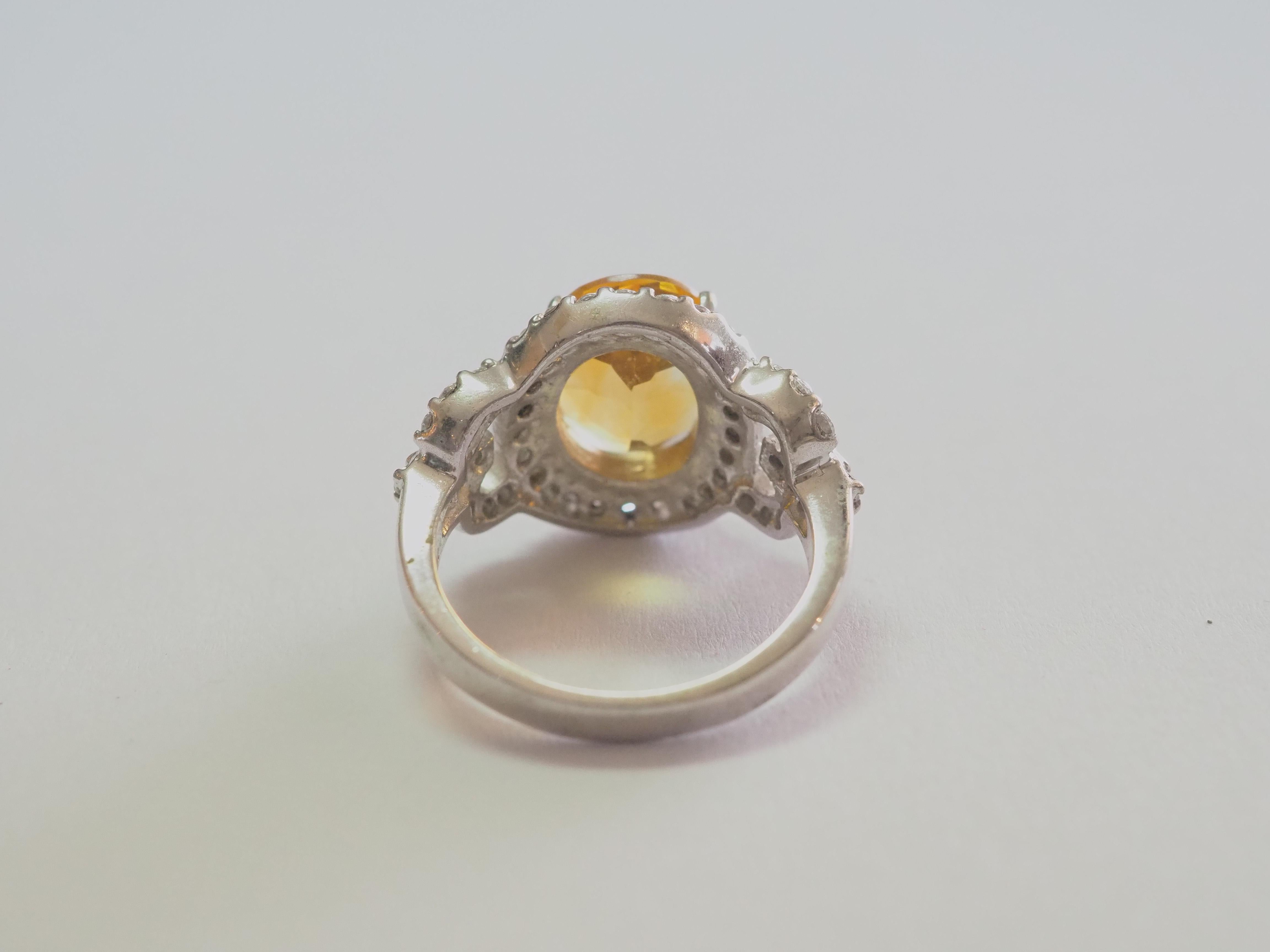 Oval Cut Cocktail 3.98ct Oval Citrine & CZ Sterling Silver Ring For Sale