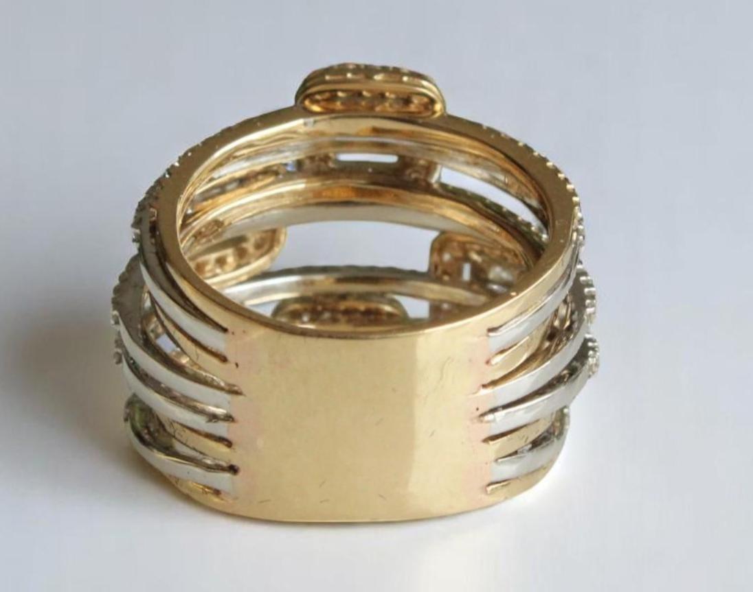 De las mujeres Anillo halo de diamantes baguette de cóctel en oro macizo de 14 quilates (certificado) en venta