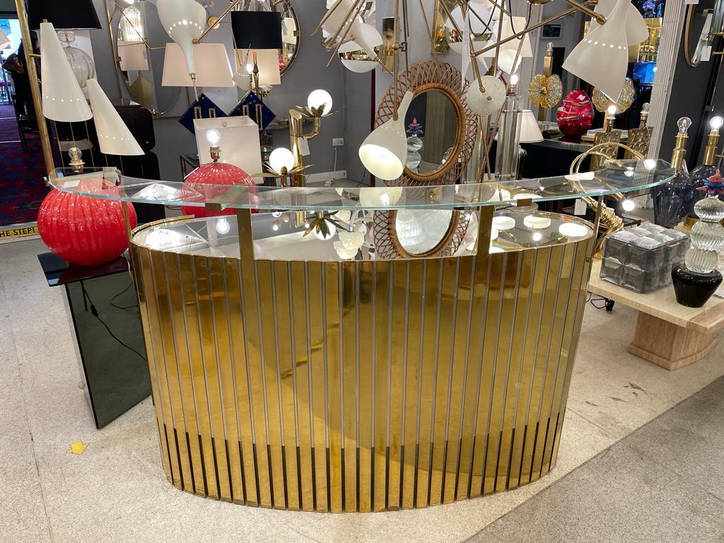 Mid-Century Modern Cocktail Bar in Stainless Steel & Brass, circa 1970 For Sale