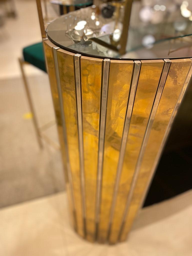 Italian Cocktail Bar in Stainless Steel & Brass, circa 1970