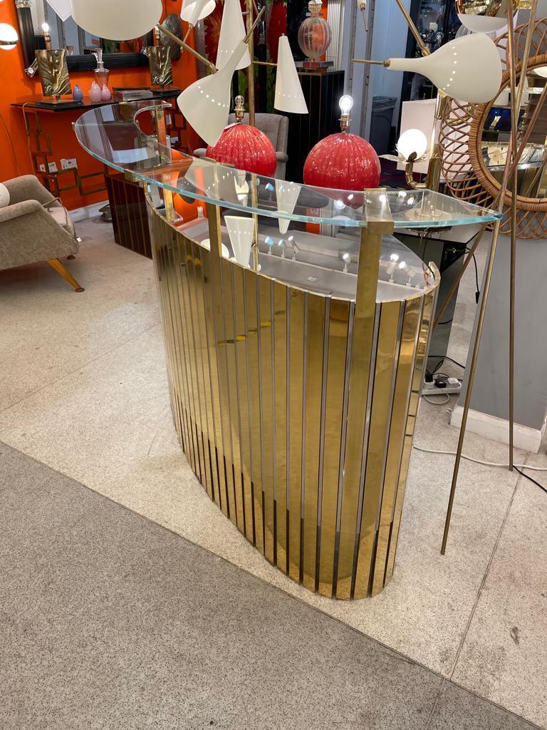 Italian Cocktail Bar in Stainless Steel & Brass, circa 1970 For Sale
