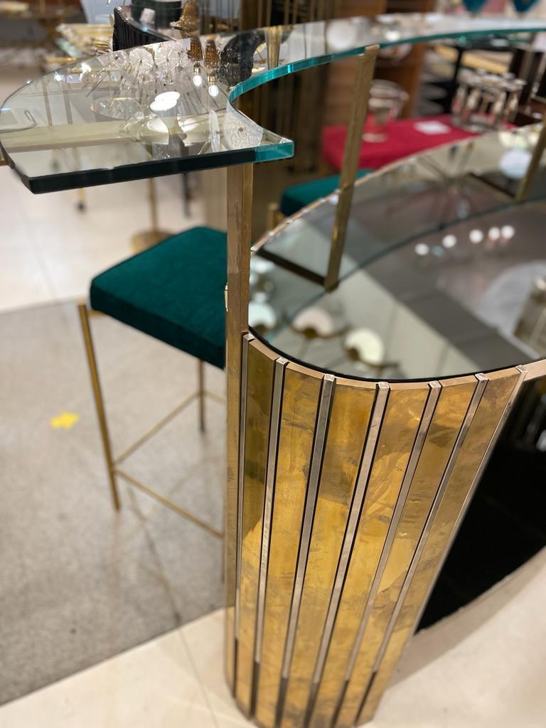 Cocktail Bar in Stainless Steel & Brass, circa 1970 In Good Condition In London, GB