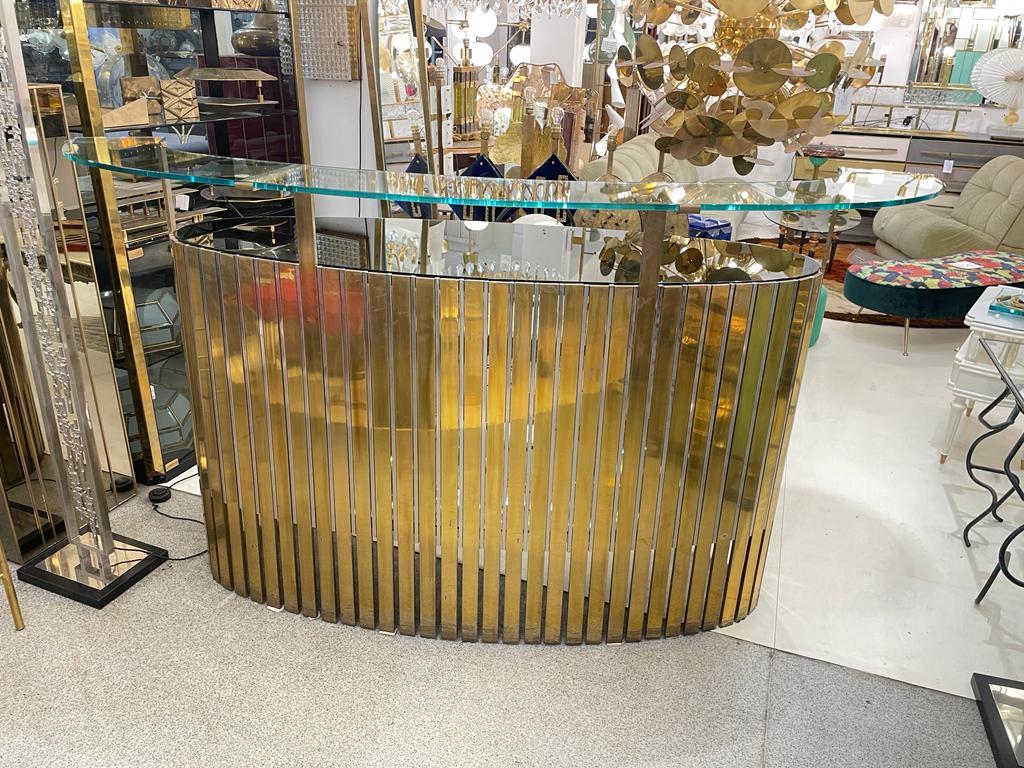 Late 20th Century Cocktail Bar in Stainless Steel & Brass, circa 1970