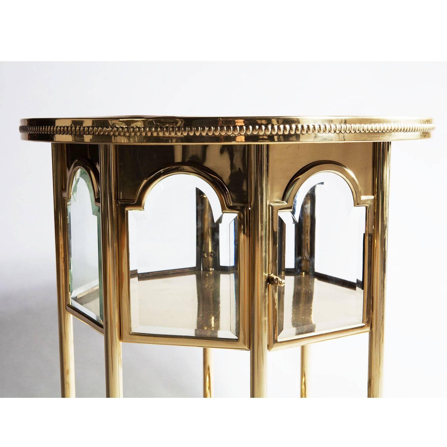 Mid-Century Modern Cocktail Bar Table Midcentury Polished Brass and Glass